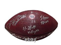 Saquon Barkley Auto Signed Game Used Rookie Record Td Ball Coa Photomatched