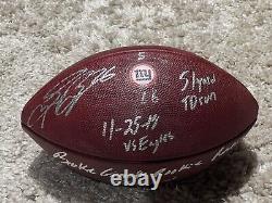 Saquon Barkley Auto Signed Game Used Rookie Record Td Ball Coa Photomatched