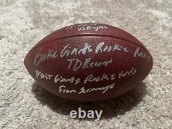 Saquon Barkley Auto Signed Game Used Rookie Record Td Ball Coa Photomatched