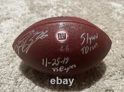 Saquon Barkley Auto Signed Game Used Rookie Record Td Ball Coa Photomatched