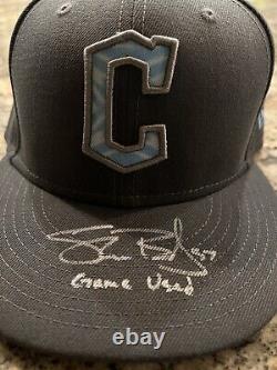Shane Bieber Guardians Auto Game Used 2022 Fathers Day Hat Mlb Signed Coa Photo