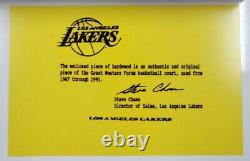 Showtime Lakers team signed Game-Used Floor Magic Jabbar Worthy + 5 PSA BAS COA