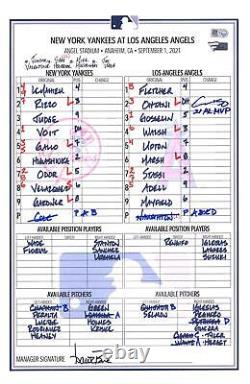 Signed Shohei Ohtani Angels Game Used Lineup Card
