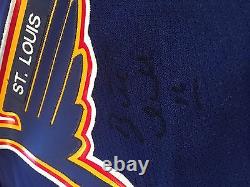 St Louis Blues Brett Hull 1993-94 Game Worn Used & Signed Playoff Hockey Jersey