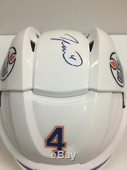 TAYLOR HALL 15'16 Signed Edmonton Oilers Game Used Worn Helmet Shield COA