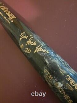 TIM RAINES Game Used Signed cracked Bat