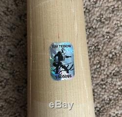 Tim Tebow GAME USED 2016 CRACKED BAT autograph SIGNED Mets inscribed HOLOGRAM