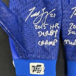 Todd Frazier MLB Signed Game Used Auto + Inscription Batting Gloves 2021 Rangers