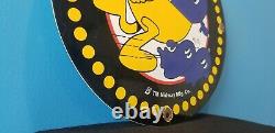 Vintage Pac Man Porcelain Midway Mfg Arcrade Video Game Service Station Bar Sign