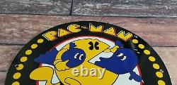 Vintage Pacman Porcelain Gas Oil Pac-man Video Game Atari Arcade Service Sign