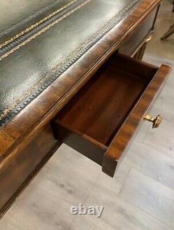 Vintage Signed Maitland Smith Mahogany with Leather Top Game Table Writing Desk
