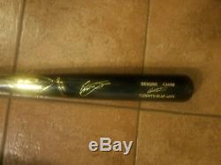 Vladimir Guerrero Jr Autographed Game Used Bat. Cracked Bat With Autograph Etched