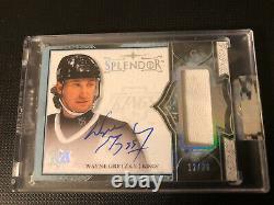 Wayne Gretzky 17-18 Splendor, Game Used Memorabilia With Hard Signed Auto 12/36