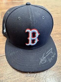 Xander Bogaerts 2021 GAME USED FATHERS DAY HAT autograph Worn SIGNED Red Sox