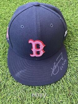 Xander Bogaerts Boston Red Sox Game Used Hat Signed 2021 Mother's Day
