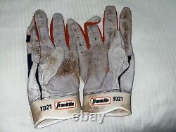 Yainer Diaz Astros Auto Signed 2023 Game Used Batting Gloves Beckett Hologram