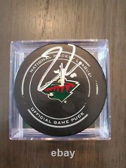 Zach Parise Signed Game Used Goal Puck-Scored Goal with Minnesota Wild COA