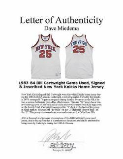 1983-1984 Bill Cartwright Jeu Anciens Et D'occasion New York Knicks Accueil Jersey Jsa Coa