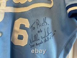 1990 Jeu Worn Signé Willie Wilson Kansas City Royals Road Jersey