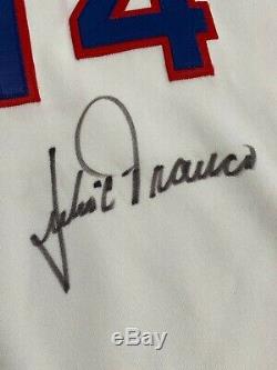 1990 Rangers Julio Franco Texas Game-occasion Et Autographié Accueil Jersey