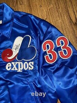 1990 Starter Montreal Expos #33 Larry Walker Game Worn Signé Dugout Jacket XL