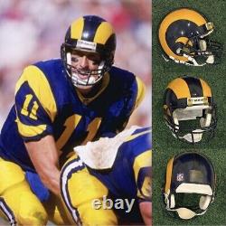 1991-93 Casque Riddell Vsr-3 utilisé/attribué lors des matchs des Rams de Los Angeles, autographié par Jim Everett