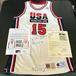 1992 Magic Johnson Signé Jeu D'occasion Équipe USA Jeux Olympiques Jersey Jsa Coa