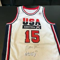 1992 Magic Johnson Signé Jeu D'occasion Équipe USA Jeux Olympiques Jersey Jsa Coa