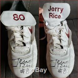 1996 Jerry Rice San Francisco 49ers Signé Jeu Utilisé Crampons Photomatched Loa Auto
