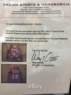 1998-99 Vince Carter Utilise Un Chandail Usé Et Signé Avec Les Shorts Des Raptors De Toronto