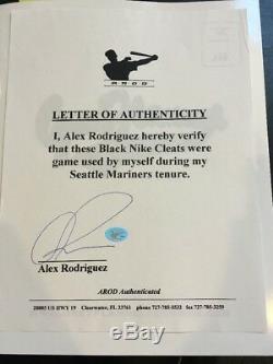 1998 Alex Rodriguez Signé Jeu Used Seattle Mariners Cleats Chaussures Jsa + Psa Coa