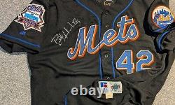 1998 Butch Huskey New York Mets Jeu Utilisé #42 Maillot Mda Patch Autographié