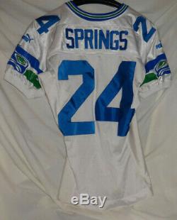 1999 Seattle Seahawks Shawn Springs Jeu Utilisé NFL Jersey Worn Signé Football