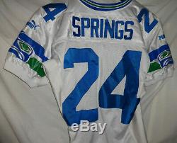 1999 Seattle Seahawks Shawn Springs Jeu Utilisé NFL Jersey Worn Signé Football
