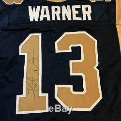 2001 Kurt Warner Jeu Anciens Et D'occasion St. Louis Rams Jersey Jsa Coa