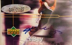 2001 Ud C-card Kobe Bryant Signé Tri Color Jersey Game-utilisé 11/100 Uda Avec Étui