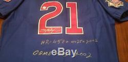 2002 Sammy Sosa Signé Chemin Blue Jeu D'occasion Hr Jersey Chicago Cubs Avec Sosa Coa