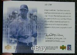 2002 Sp Jeu Utilisé Scorecard Golf Tiger Woods Autosigné Ssp Card