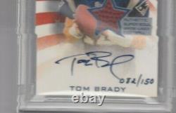 2002 Topps Super Bowl Autographe Relic Tom Brady /150 Mint 9 Patriotes Jeu Utilisé