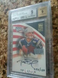 2002 Topps Super Bowl Autographe Relic Tom Brady /150 Mint 9 Patriotes Jeu Utilisé
