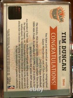 2002 Topps Tim Duncan Jeu Automatique Worn Jersey Card Hof Numéroté À 21. Royaume