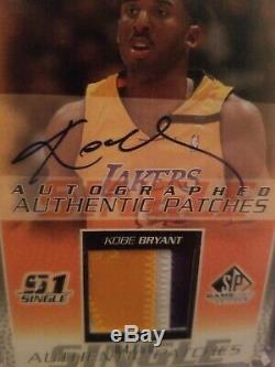 2003-04 Sp Jeu Utilisé Autographié Patches Authentiques Kobe Bryant Auto Lakers Patch