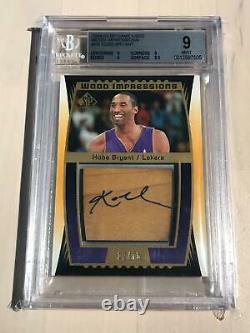 2004-05 Sp Jeu Utilisé Kobe Bryant Wood Impressions Auto #12/75 Bgs 9 Lakers Hof