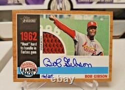 2011 Topps Heritage Bob Gibson Flashback Game Used Auto Relic Cardinals 16/25
