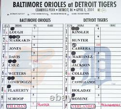 2014 Orioles At Tigers Showalter Signed Game Used Lineup Card Verlander Cabrera