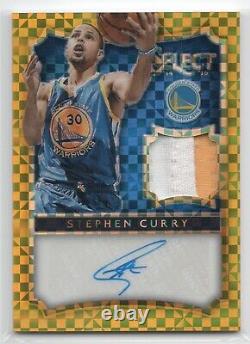 2014 Panini Nba Sélectionner Gold Prizm Stephen Curry Game Used Patch Auto 3/10 Rare