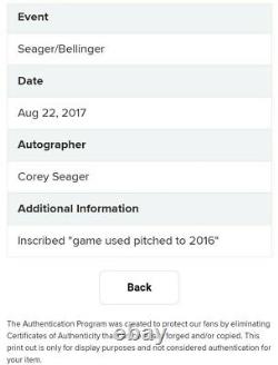 2016 Corey Seager Signé Jeu De Baseball Utilisé Rookie Debut World Series Mvp