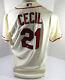 2017 St. Louis Cardinals Brett Cecil #21 Jeu Utilisé Signé Cream Jersey 48 73