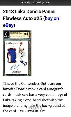 2018-19 Panini Flawless Luka Doncic Gameused Rookie Patch Autograph /15 Rpa Auto