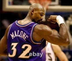96-97 Utah Jazz Karl Malone Jeu Utilisé Usé Délivré Nba Basketball Jersey Signé